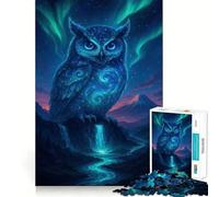 Jigsaw 1000 Pieces for Teenagers Celestial Owl Overlooking Waterfall Landscape Fine Joint Fun Brain Teasing Play Cozy Game Play Birthday Game Gift (38x52cm)
