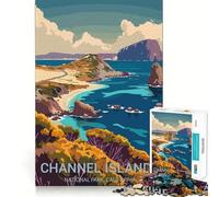 Jigsaw 1000 Pieces for Teenagers Channel Islands Fine Joint Fun Brain Teasing Play Cozy Game Play Birthday Game Gift (38x52cm)