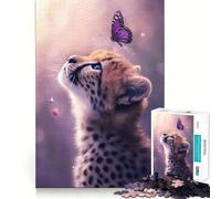 Jigsaw 1000 Pieces for Teenagers Cheetah And Butterfly Magic- Sharp Cut Craft Mental Exercise Fun Chill Time Play Birthday Activity (50x75cm)