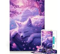 Jigsaw 1000 Pieces for Teenagers Cherry Blossom Fox Dream Sharp Cut Craft Mental Exercise Fun Chill Time Play Birthday Activity (50x75cm)