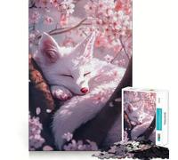Jigsaw 1000 Pieces for Teenagers Cherry Blossom Fox Rest- Fine Joint Fun Brain Teasing Play Cozy Game Play Birthday Game Gift (38x52cm)