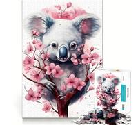 Jigsaw 1000 Pieces for Teenagers Cherry Blossom Koala Fine Joint Fun Brain Teasing Play Cozy Game Play Birthday Game Gift (38x52cm)