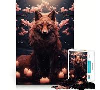 Jigsaw 1000 Pieces for Teenagers Cherry Blossom Wolf Animal Sharp Cut Craft Mental Exercise Fun Chill Time Play Birthday Activity (50x75cm)