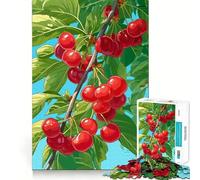 Jigsaw 1000 Pieces for Teenagers Cherry Tree Branch with Ripe Cherries Sharp Cut Craft Mental Exercise Fun Chill Time Play Birthday Activity (38x52cm)
