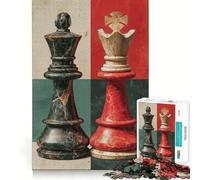 Jigsaw 1000 Pieces for Teenagers Chess Pieces︰ King And Queen Fine Joint Fun Brain Teasing Play Cozy Game Play Birthday Game Gift (38x52cm)