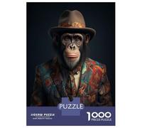 Jigsaw 1000 Pieces for Teenagers Chimpanzee in Boho Suit Adult Jigsaw Puzzle DIY Toys Difficult Hard Unique Gifts for Birthday And Christmas 70x50cm/1000pcs