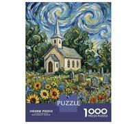 Jigsaw 1000 Pieces for Teenagers Church And Cemetery in Floral Field Puzzle for Adults Relaxing Games Presents for Women for Is Ideal As A Gift 70x50cm/1000pcs
