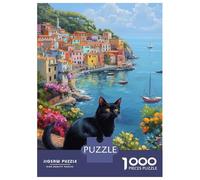 Jigsaw 1000 Pieces for Teenagers Coastal Cat's Gaze Puzzles for Adults Hands-on Game Enhance Memory Birthday And Unique Gifts 38x26cm/1000pcs