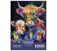 Jigsaw 1000 Pieces for Teenagers Colorful Highland Cows Puzzle for Adults Relaxing Games But Fun And Humorous Unique Gifts for Birthday And Christmas 52x38cm/1000pcs