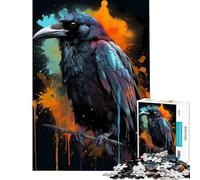 Jigsaw 1000 Pieces for Teenagers Colorful Raven With Drips Help The Brain Exercise Wall Art Home Decoration Toys Suitable for People Aged 14 And Above (50x75cm)