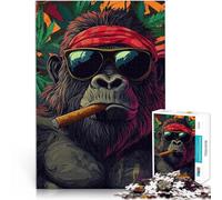 jigsaw 1000 pieces for teenagers Cool Gorilla with Cigar Schwierig und herausfordernd Tolle Geschenke und Spielzeuge75x50cm