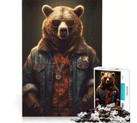 Jigsaw 1000 Pieces for Teenagers Cool Grizzly Bear, Impossible Game, Difficult Challenge, Gifts for Friends And Family 38x52cm
