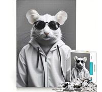 Jigsaw 1000 Pieces for Teenagers Cool Mouse Glasses Funny, Impossible Game, Difficult Challenge, Gifts for Friends And Family 50x75cm