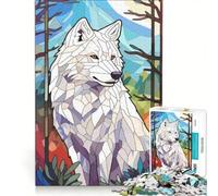 Jigsaw 1000 Pieces for Teenagers Cool Wolf Stained Glass, Impossible Game, Difficult Challenge, Gifts for Friends And Family 50x75cm