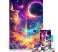 jigsaw 1000 pieces for teenagers Cosmic Beam Neon Space Planets Clouds Nature Lustige Spiele Gutes Geschenk75x50cm