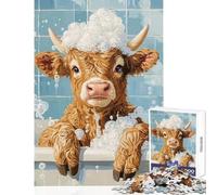 Jigsaw 1000 Pieces for Teenagers Cow in A Bubble Bath Home Decoration Toys Gift Birthday Hands-on Game Parent-child Interaction Size 50x75cm