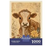 Jigsaw 1000 Pieces for Teenagers Cow William Morris Floral Farm Jigsaws for Adults Brain Teaser Game Pattern Assembly Birthday And Unique Gifts 38x26cm/1000pcs