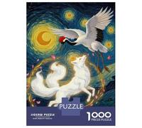 Jigsaw 1000 Pieces for Teenagers Crane, Fox, And Starry Night Jigsaws for Adults Relax Games Birthday Present Unique Gifts for Birthday And Christmas 70x50cm/1000pcs