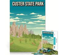 Jigsaw 1000 Pieces for Teenagers Custer State Park Pixel Art Poster Fine Cut Art Logic Fun Toy Cozy Time Play Christmas Wall Decor (50x75cm)