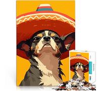 jigsaw 1000 pieces for teenagers Cute Chihuahua in Sombrero Funny Minimalist Art Denkspiel Geburtstagsgeschenk38x26cm