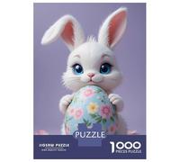 Jigsaw 1000 Pieces for Teenagers Cute Easter Bunny with Floral Egg Jigsaws for Adults Anti-Stress Toys Enhance Memory Birthday And Unique Gifts 38x26cm/1000pcs