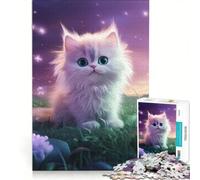 Jigsaw 1000 Pieces for Teenagers Cute Kitten in A Magical Meadow, Relaxing Games, Difficult Challenge, Artists' Collection, Fine Arts 50x75cm