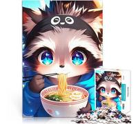 jigsaw 1000 pieces for teenagers Cute Raccoon Eating Ramen Denksportaufgabe für Tolle Geschenke und Spielzeuge52x38cm