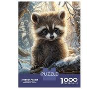 Jigsaw 1000 Pieces for Teenagers Cute Raccoon in Winter Jigsaw for Adults Hands-on Game Difficult Challenge Difficult And Challenge 70x50cm/1000pcs
