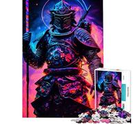 Jigsaw 1000 Pieces for Teenagers Cyberpunk Samurai Warrior in Neon Armor for Birthday, Chrismas A Work of Art Family Game Suitable for Ages 14 And Up (38x26cm)