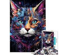 Jigsaw 1000 Pieces for Teenagers Cyborg Cat Head Machine Jigsaws for Adults Relax Games Perfect Decoration for Is Ideal As A Gifts (Size 50x75cm)