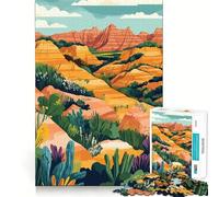 Jigsaw 1000 Pieces for Teenagers Desert Canyon Landscape Spring Illustration Fine Cut Art Logic Fun Toy Cozy Time Play Christmas Wall Decor (38x26cm)