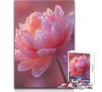 Jigsaw 1000 Pieces for Teenagers Dew-Kissed Pink Flower Ideal for Cozy Downtime Fine Precision Die Cut Play Toy Size 38x26cm