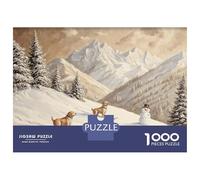 Jigsaw 1000 Pieces for Teenagers Dogs Skiing in Snowy Mountains Puzzles for Adults Fun Games Stress Reliever Unique Gifts for Birthday And Christmas 70x50cm/1000pcs
