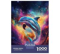 Jigsaw 1000 Pieces for Teenagers Dolphin in Cosmos -1 Jigsaws for Adults Relax Games Birthday Present Unique Gifts for Birthday And Christmas 52x38cm/1000pcs