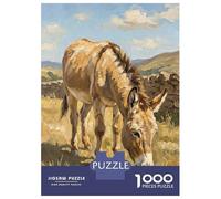 Jigsaw 1000 Pieces for Teenagers Donkey Grazing in A Field Jigsaw for Adults Hands-on Game Difficult Challenge Difficult And Challenge 70x50cm/1000pcs