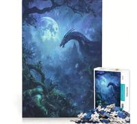 Jigsaw 1000 Pieces for Teenagers Dragon in Moonlight Forest, Educational Game, Birthday Present, Deal As Gifts for The Whole Family 38x52cm
