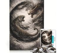 Jigsaw 1000 Pieces for Teenagers Dragon Vs Tiger Japanese, Anti-Stress Toys, Pattern Assembly, Unique Gifts for Birthday And Christmas 38x52cm