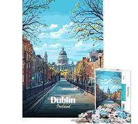 Jigsaw 1000 Pieces for Teenagers Dublin, Ireland Cityscape Illustration Toys Educational Games Practical Game Birthday Present Secret Santa Gifts (size 38x52cm)