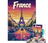 Jigsaw 1000 Pieces for Teenagers Eiffel Tower Sunset Challenging To Complete Hand Speed Race Relaxing Games for Ages 14 And over (38x26cm)