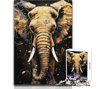 Jigsaw 1000 Pieces for Teenagers Elephant Golden Splatter Tough Challenge Educational Game Gifts for Women Men (size 38x52cm)