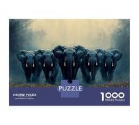 Jigsaw 1000 Pieces for Teenagers Elephant Herd in Misty Landscape Puzzles for Adults Fun Games Stress Reliever Unique Gifts for Birthday And Christmas 52x38cm/1000pcs