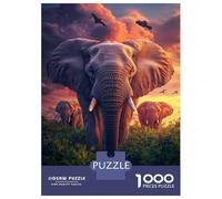 Jigsaw 1000 Pieces for Teenagers Elephant Majesty at Sunset Jigsaws for Adults Brain Teaser Game Pattern Assembly Birthday And Unique Gifts 70x50cm/1000pcs