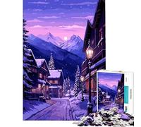 Jigsaw 1000 Pieces for Teenagers Europe Winter Village Art Educational Game Learning Educational Toys Art Work Gifts Precision Cutting (Size 38x26cm)