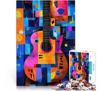 jigsaw 1000 pieces for teenagers Expressionist Geometry Guitar 鈥3Vibrant Abstract Music Art Quizspiel Geschenk zum Geburtstag52x38cm