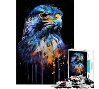Jigsaw 1000 Pieces for Teenagers Falcon Watercolor for Educational Game Challenge Toy Brain Teaser Game Tough Challenge Secret Santa Gifts (Size 38x52cm)