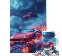 Jigsaw 1000 Pieces for Teenagers Ferrari F Red Lava Glow Toys Educational Games Impossible Game Difficult Challenge Birthday Gifts (Size 38x26cm)