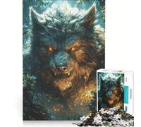 Jigsaw 1000 Pieces for Teenagers Fierce Wolf in Jungle, Educational Game, Fun at Home Activities, Enhance Love between Couples 38x26cm
