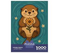 Jigsaw 1000 Pieces for Teenagers Floating Otter with A Flower Puzzle for Adults Relaxing Games But Fun And Humorous Unique Gifts for Birthday And Christmas 70x50cm/1000pcs