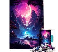 Jigsaw 1000 Pieces for Teenagers Full Moon Over The Lake Educational Game Learning Educational Toys Art Work Gifts Precision Cutting (Size 38x52cm)