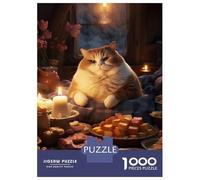 Jigsaw 1000 Pieces for Teenagers Funny Cat Food Party Snack Puzzle for Adults Relaxing Games But Fun And Humorous Unique Gifts for Birthday And Christmas 52x38cm/1000pcs